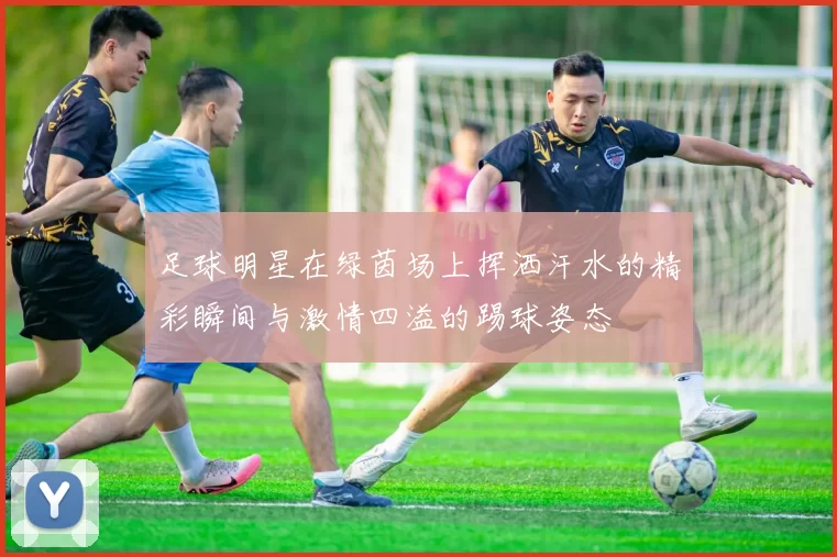 足球明星在绿茵场上挥洒汗水的精彩瞬间与激情四溢的踢球姿态